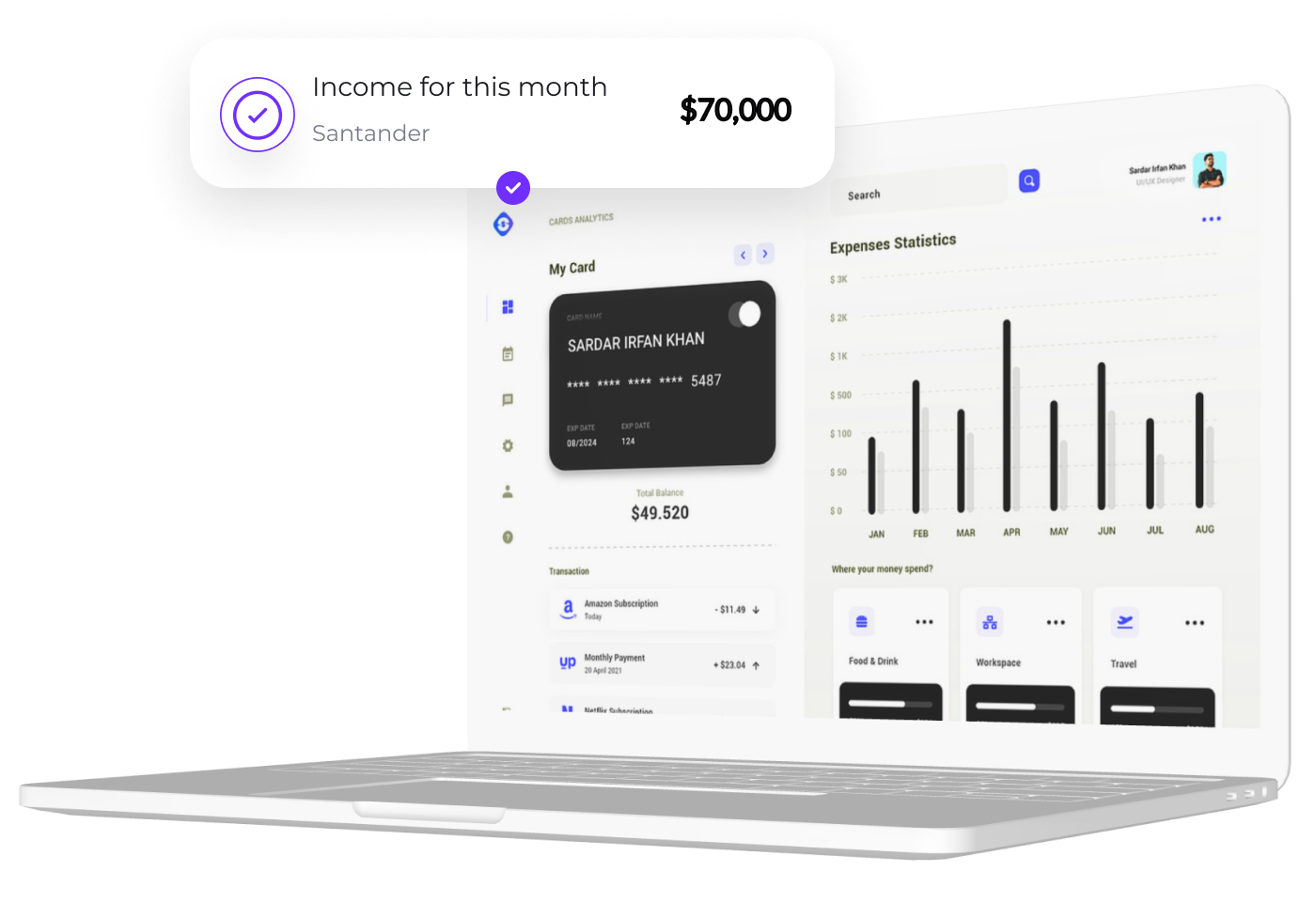 Gastify dashboard on a laptop